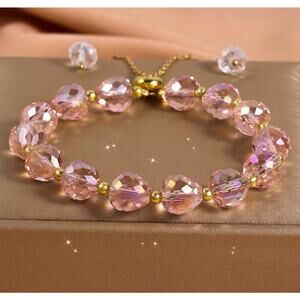 Pink Swarovski Beaded Bracelet